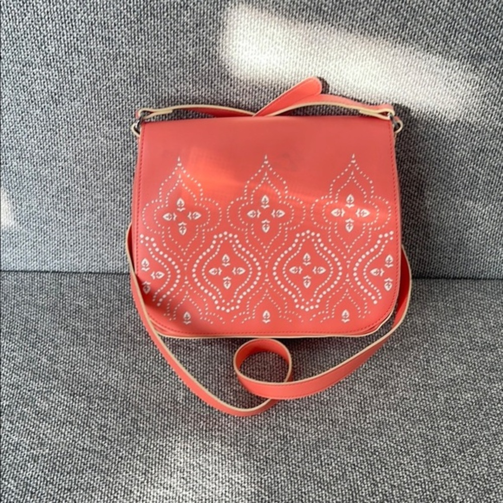 Vera Bradley Coral Crossbody Bag with Embossed Floral Design